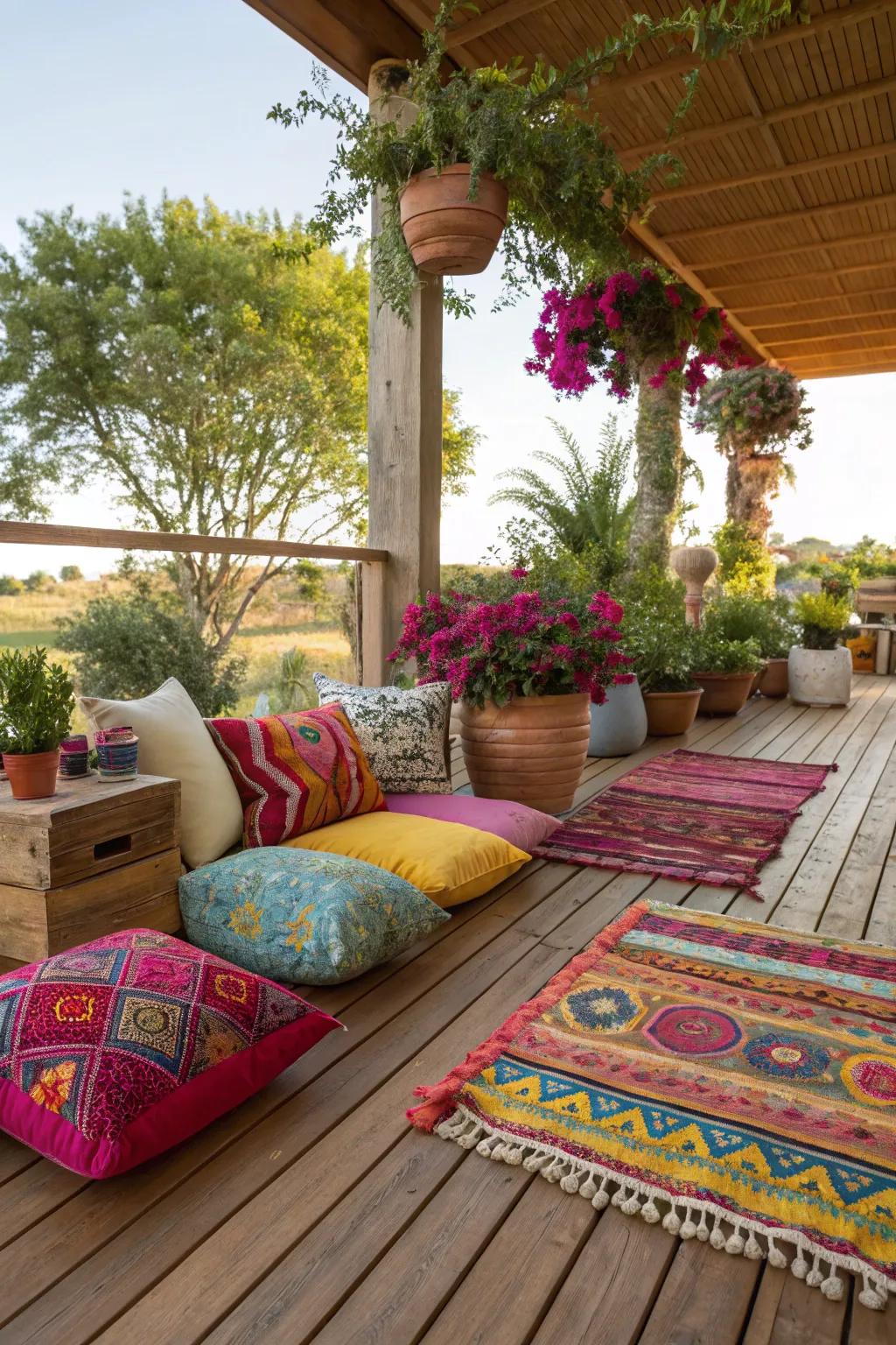Introducing bold shades into your terrace design cultivates an energetic and joyful space.