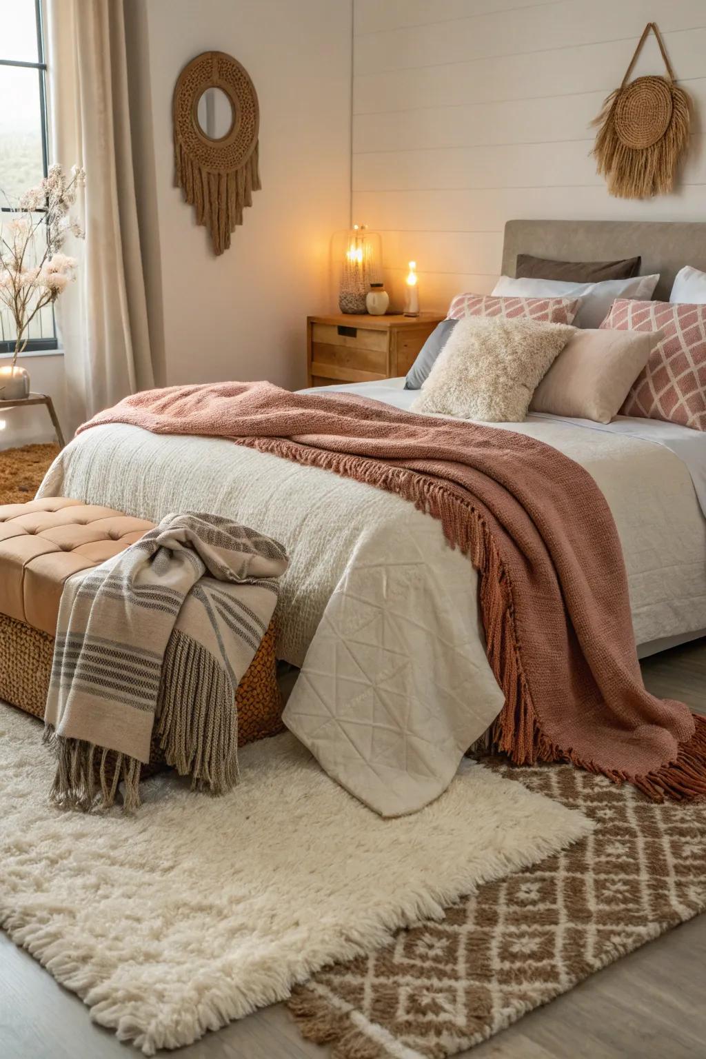 An array of diverse textures adds depth and comfort.