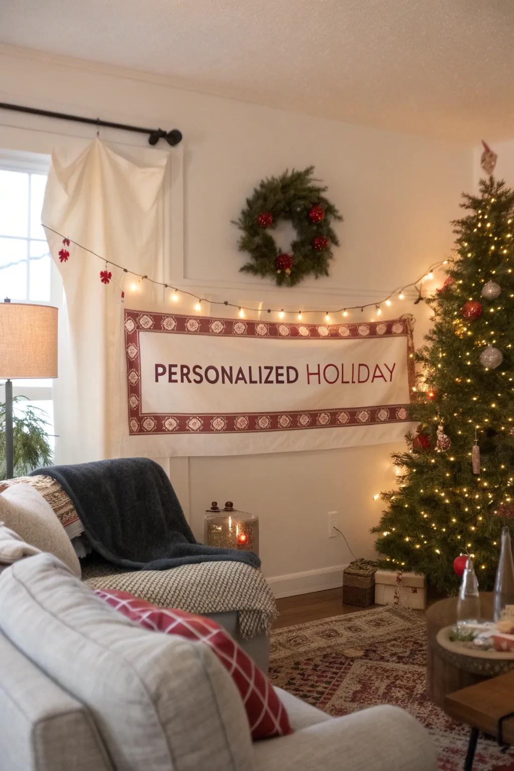 A tailored advertisement disseminates holiday cheer.
