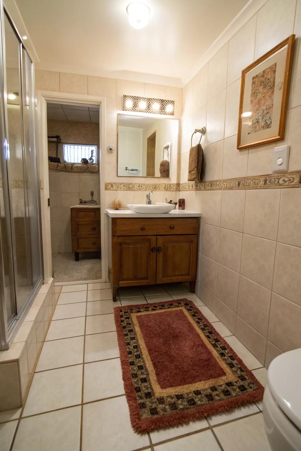 A cozy floor covering can improve comfort and style in your washroom.