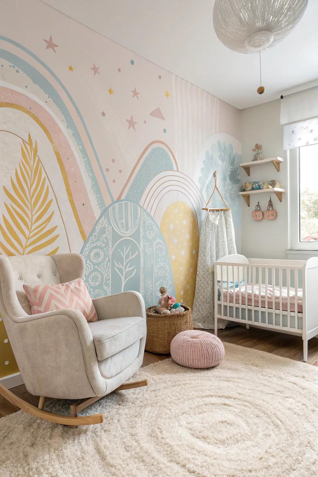 Dreamy pastel hues fashion a fanciful and soothing ambiance.