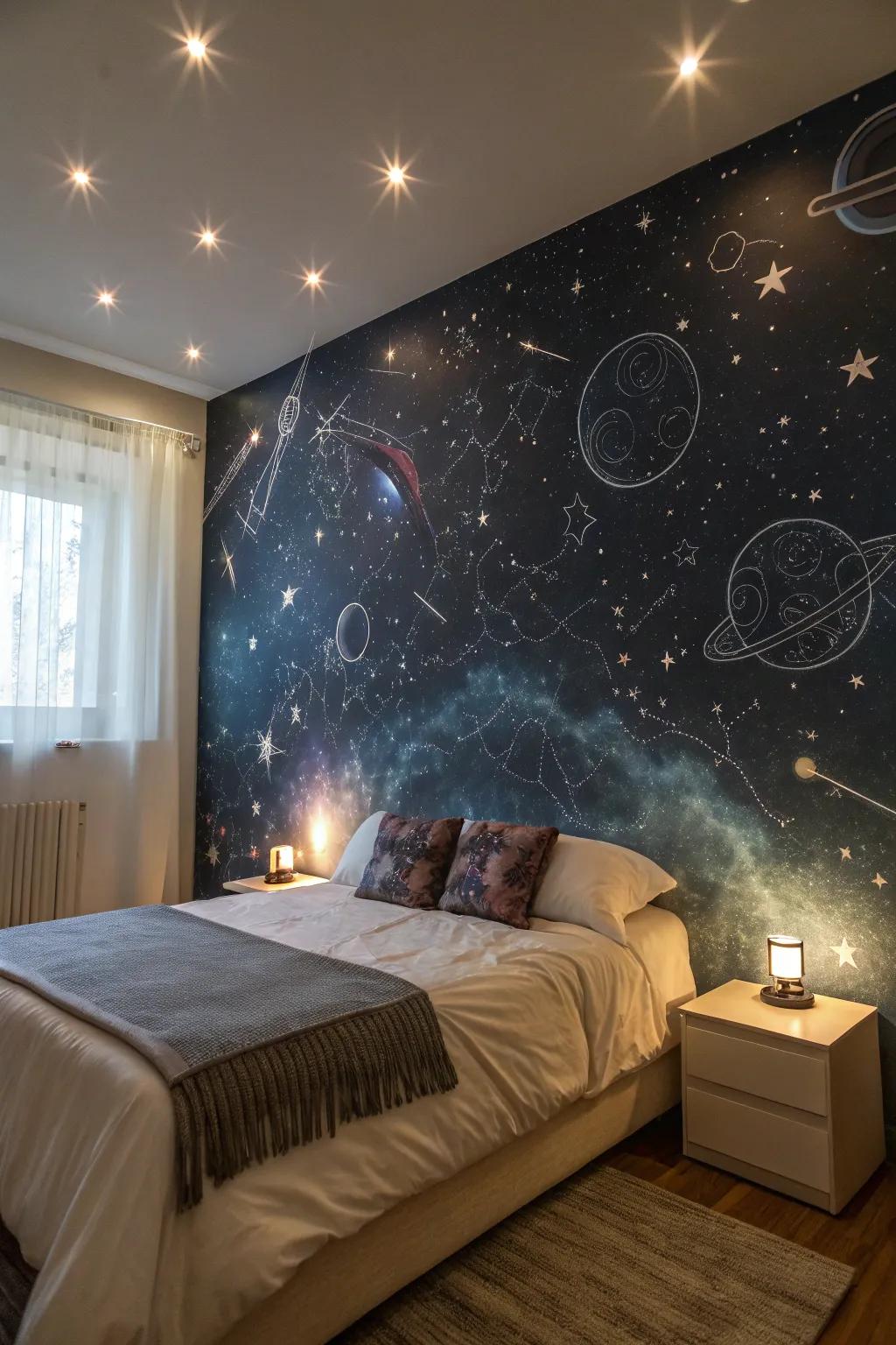 Embrace the magic with celestial skies murals.