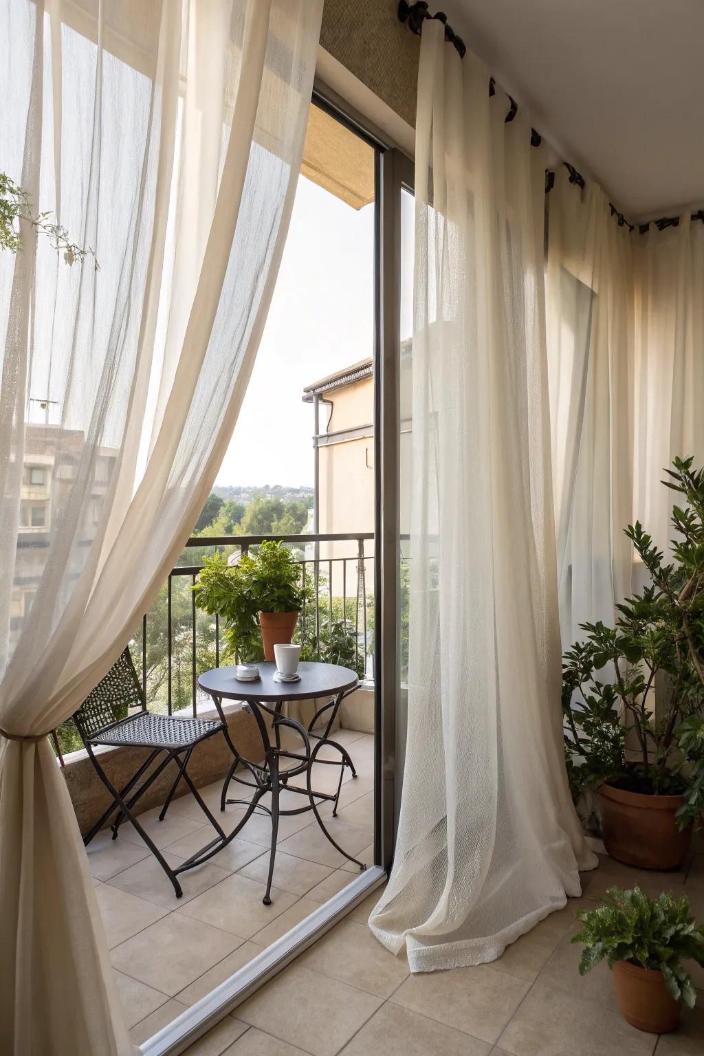 Exterior curtains add class and seclusion.