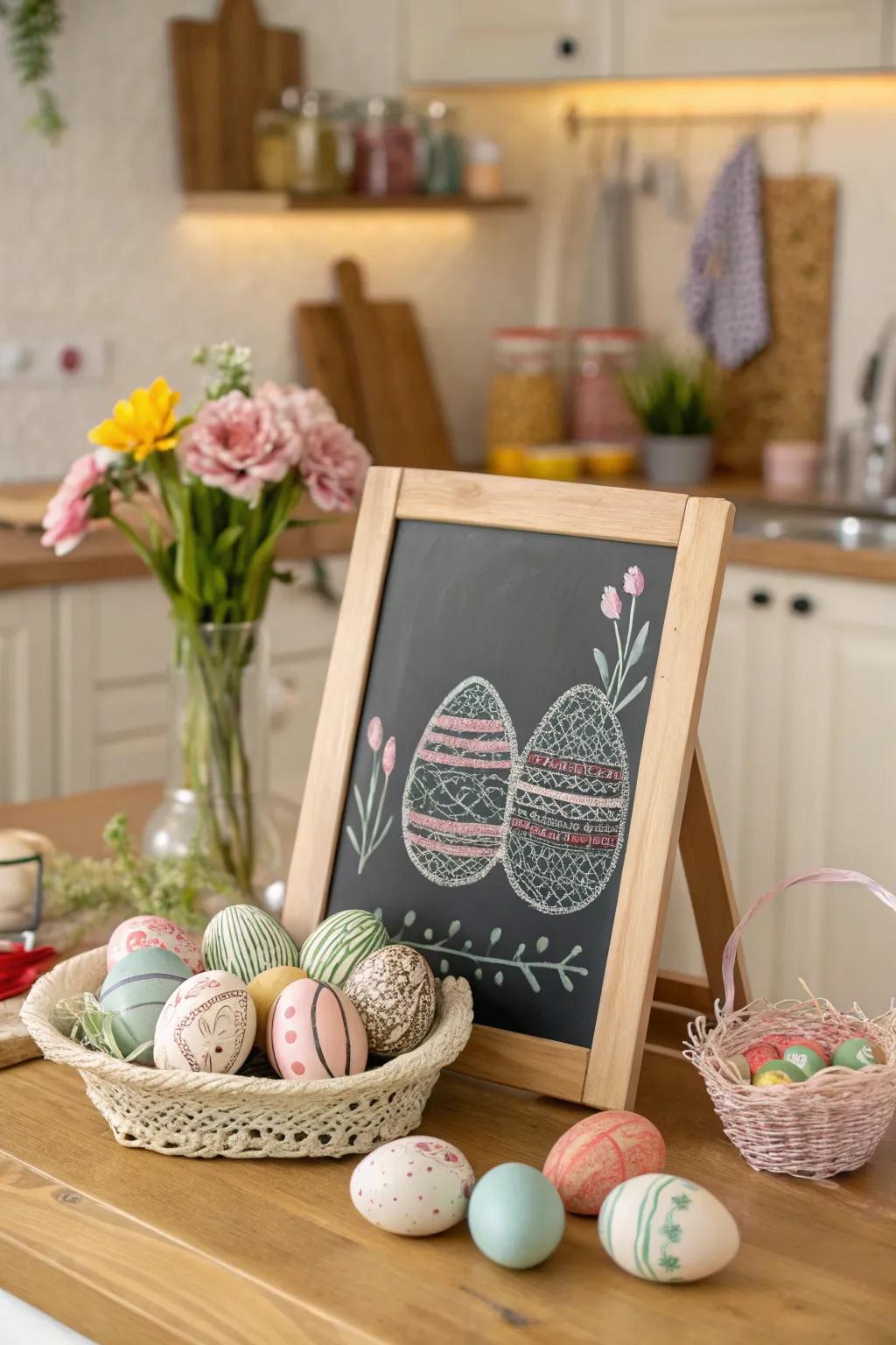 Easter ovums ornamented through imaginative designs.