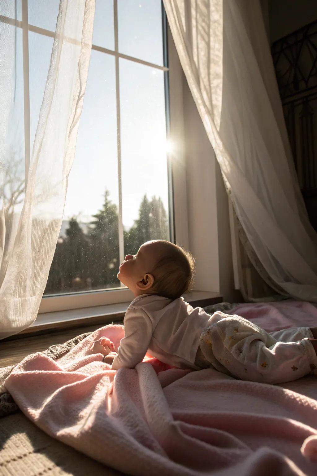 Natural illumination elevates the warmth and clarity of infant visuals.