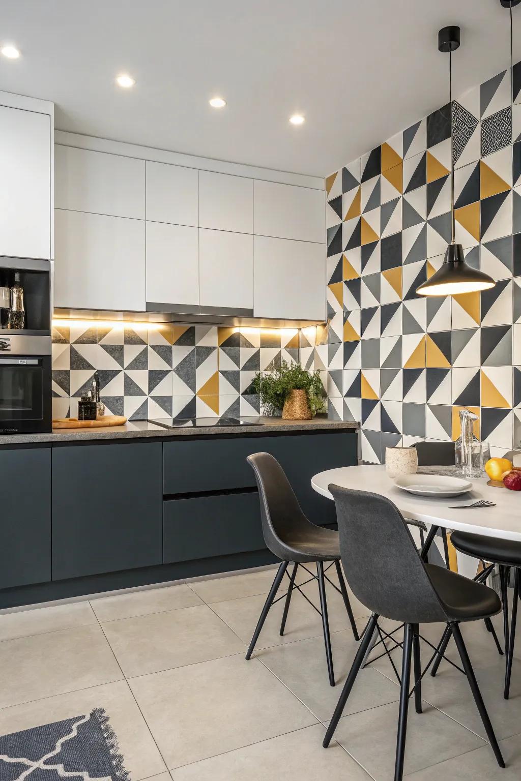 Geometric patterns create a bold and captivating focal point.