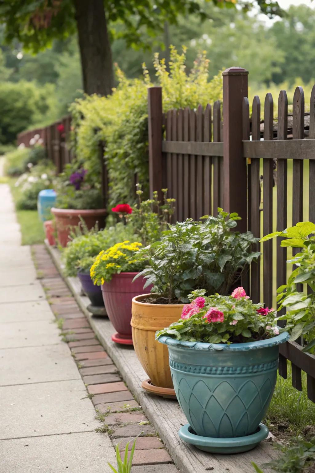 Ornamental vessels contribute seasonal tone and style.