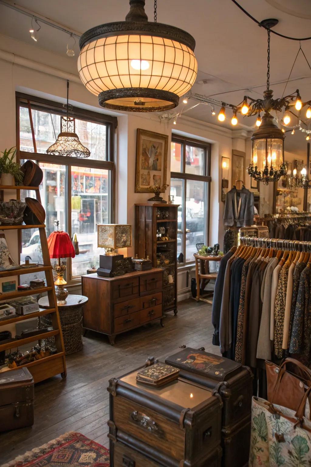 A boutique interior featuring past decor elements, adding personality and charm to the area.