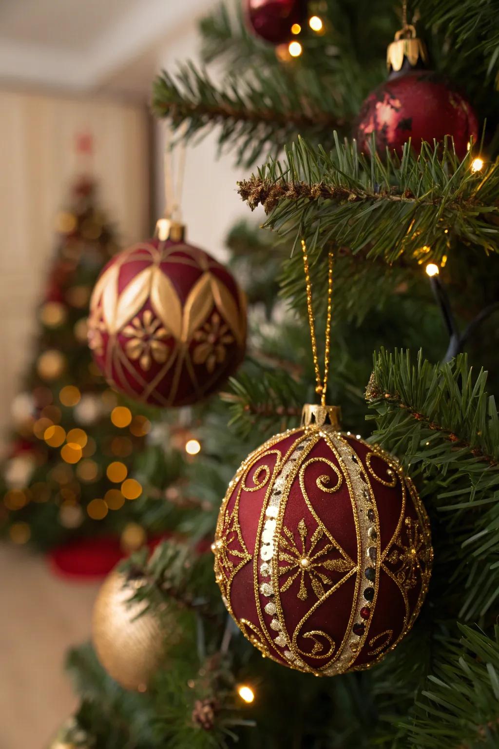 Custom ornaments append a personalized and distinctive nuance.