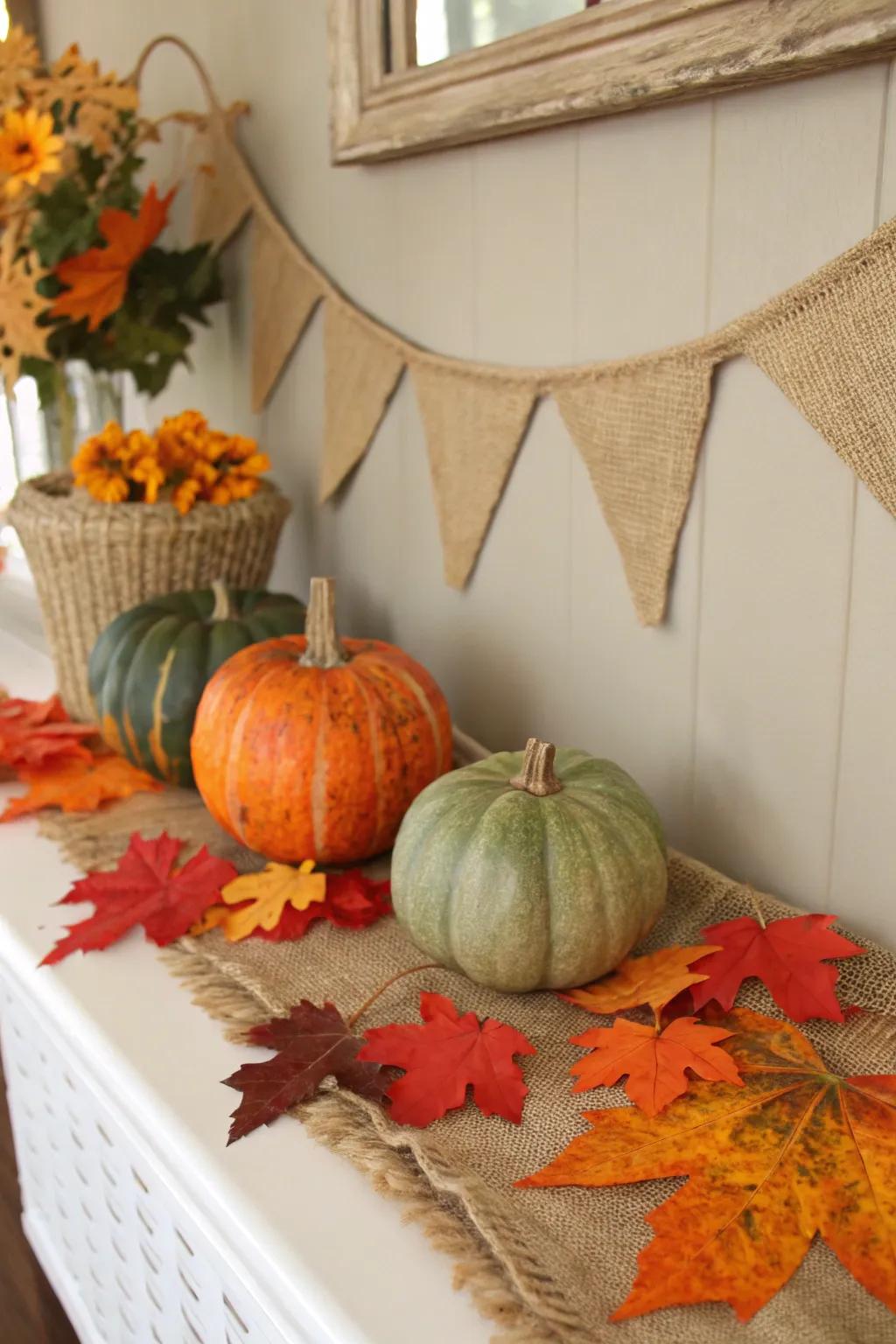 Hessian interweaves seasonal décor beautifully.