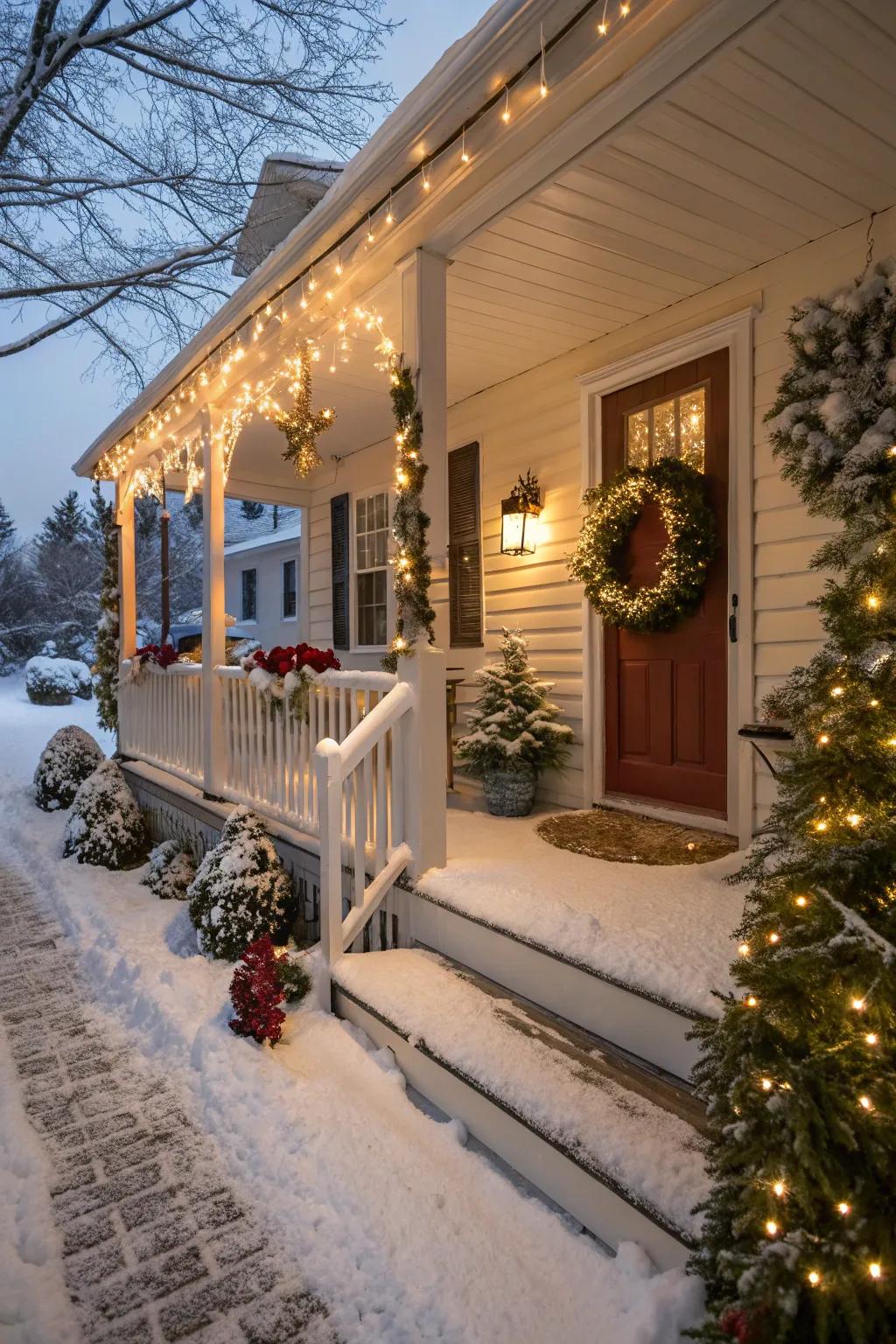Reproduction snowfall conjures a magical vista of winter.