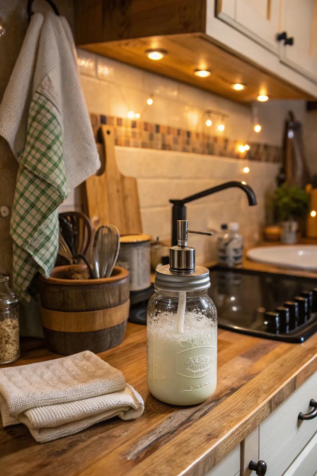 DIY upcycled dispensers are personalized and eco-supportive.
