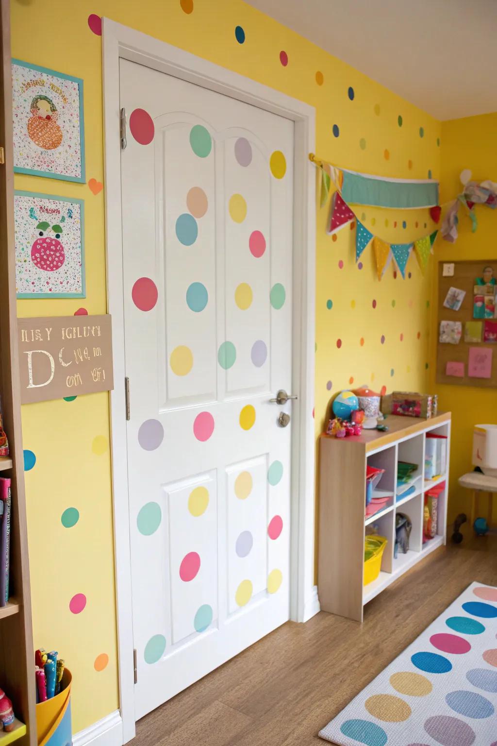 Playful charm utilizing panels of dots.