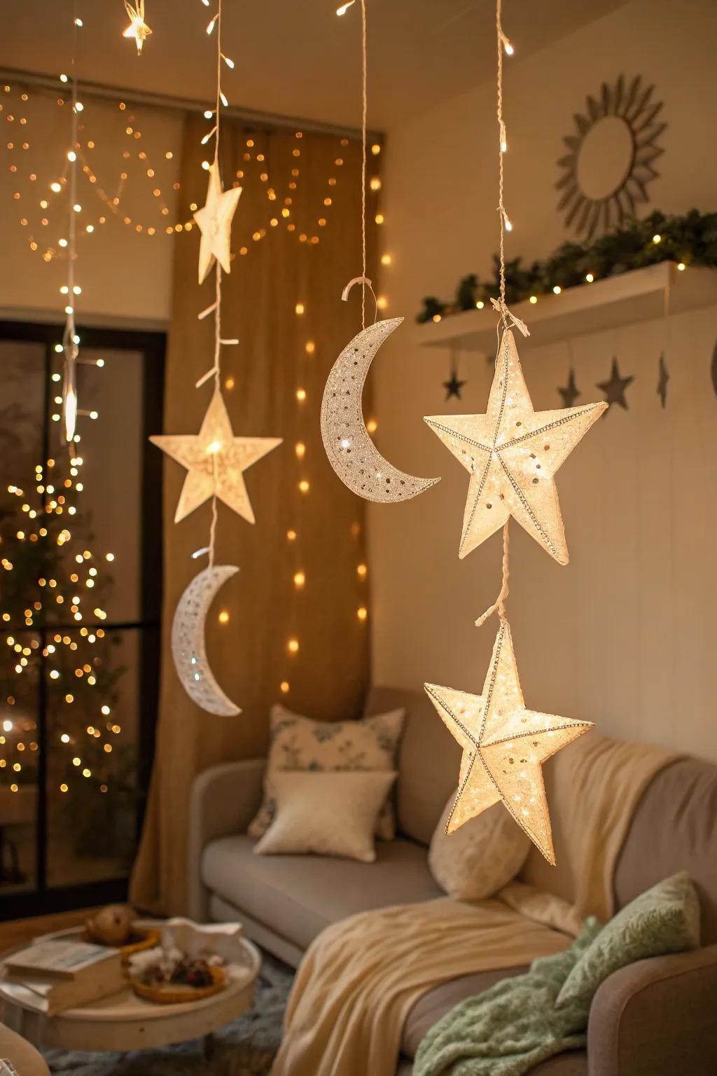 Incorporate a fanciful accent, exhibiting star and moon embellishments.