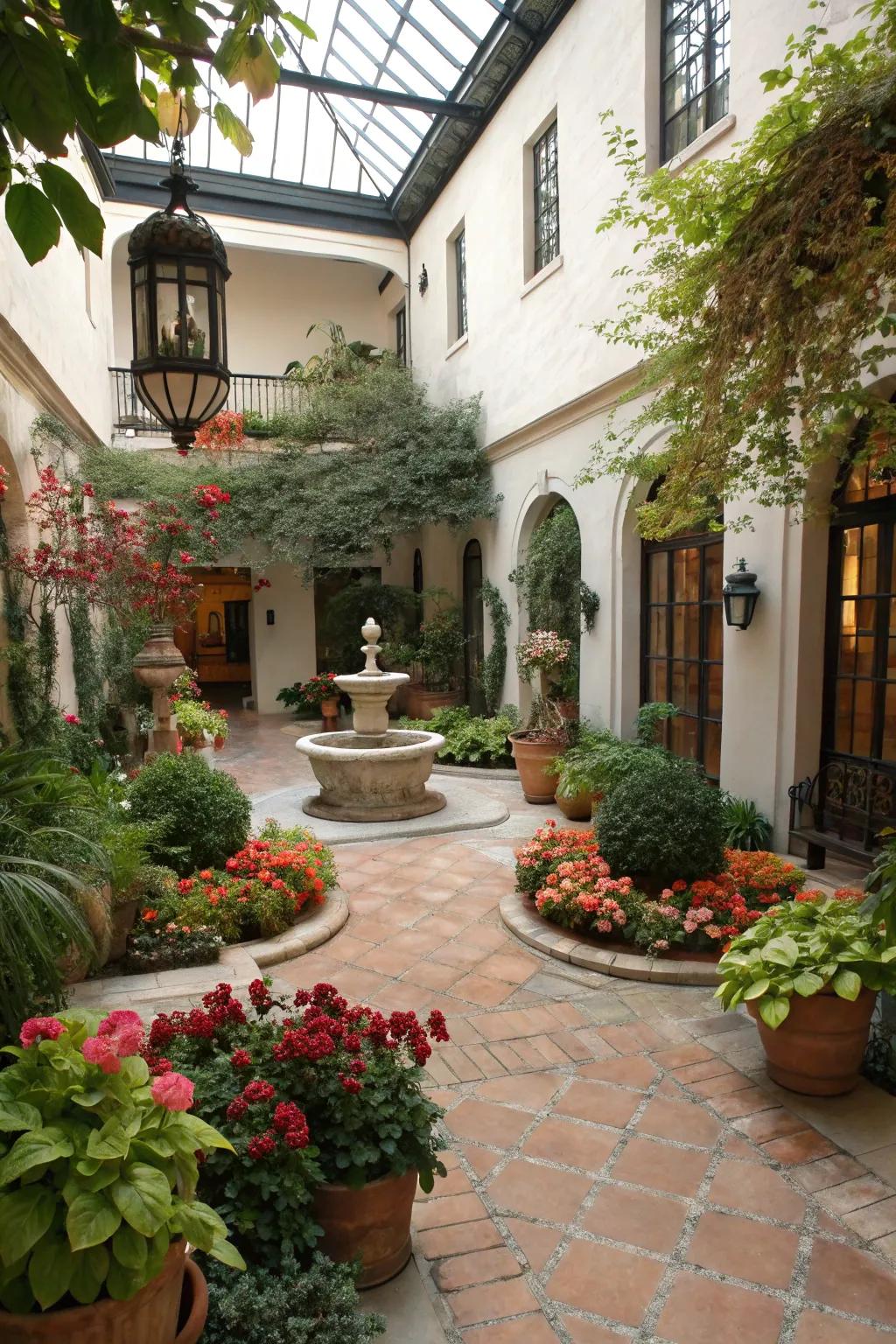 Keep your courtyard lively with seasonal decor changes.