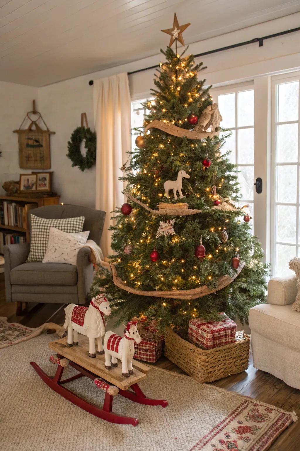 Fanciful elements add joy and creativity to this charming tree.