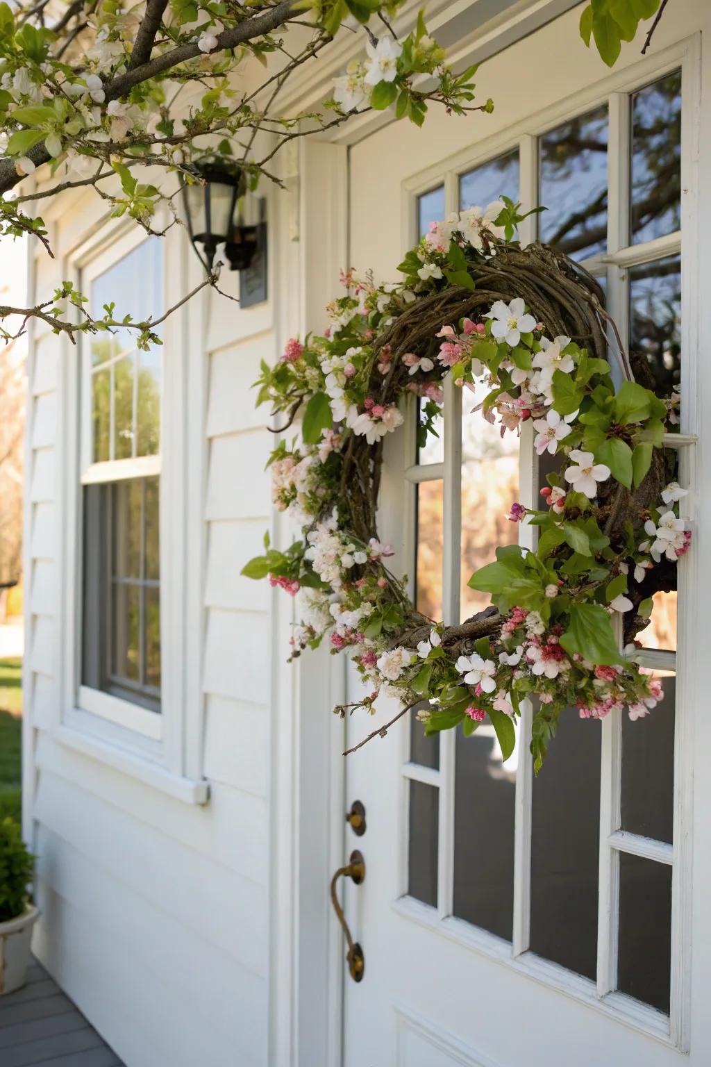 Vernal elegance manifested through a wreath of blossoming ramifications.