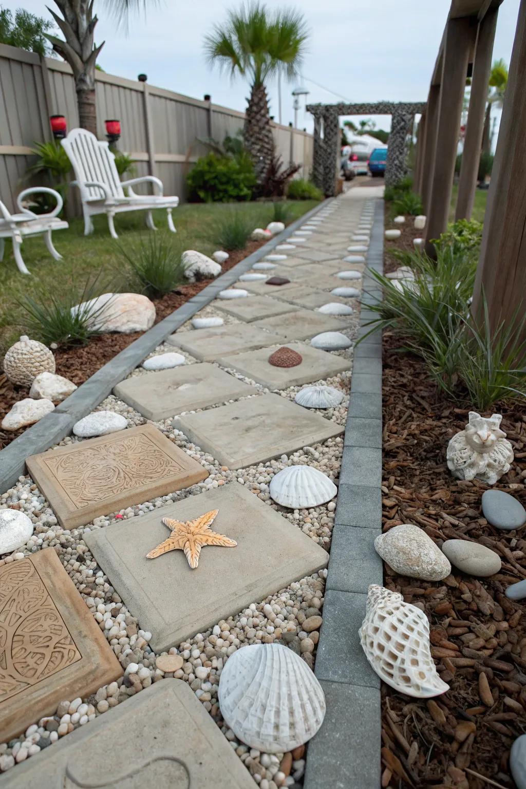 Shellstone pavers append coastal charm and texture to your path.