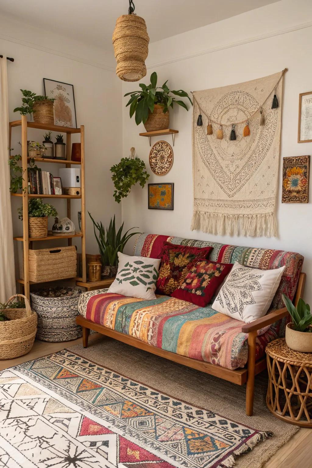Bohemian touches introduce creativity and relaxation to your office.