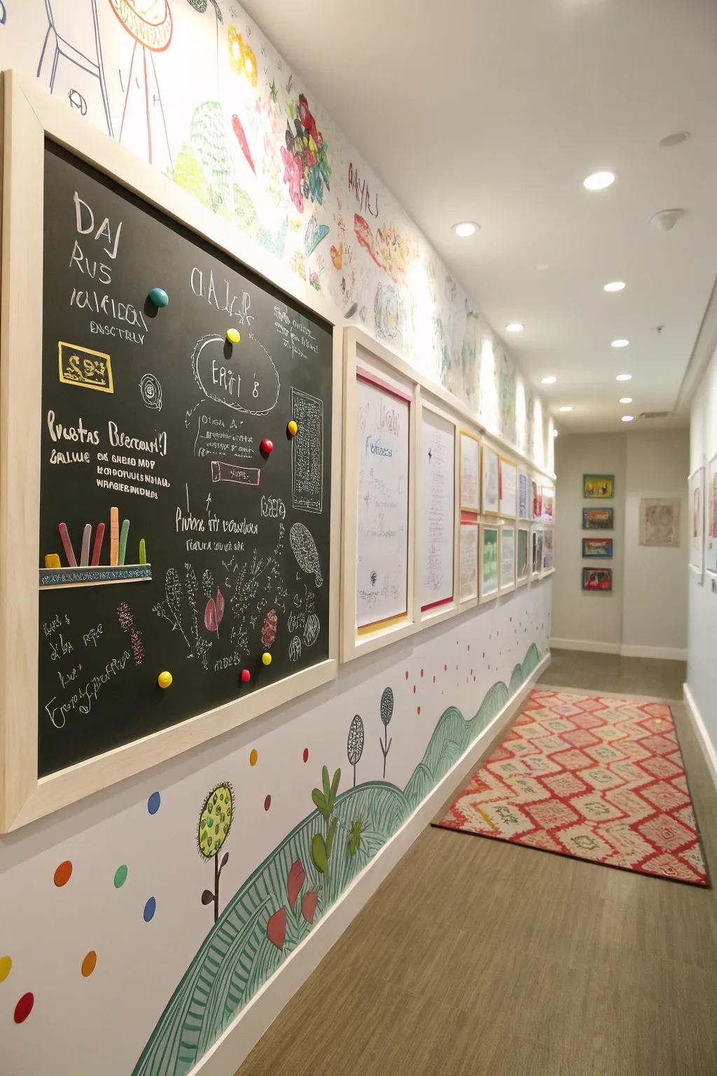 Interactive gallery with frames designed for alternating displays.