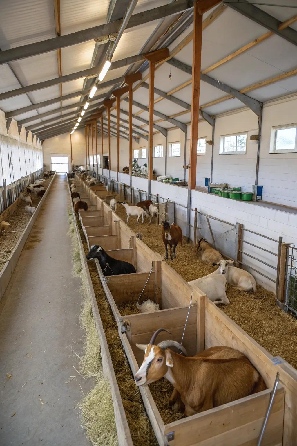Combined feeding zones keep this shelter organized and efficient.