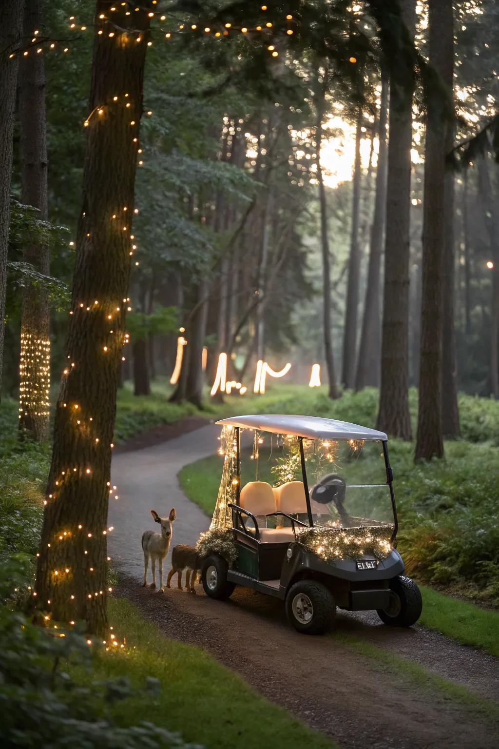 Forge a spellbound woodland on wheels through magical adornments.