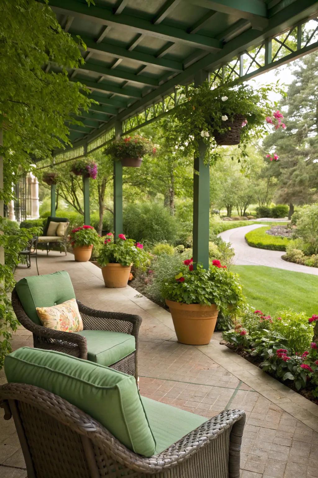 Green outside spaces enhance looks and offer relaxation.