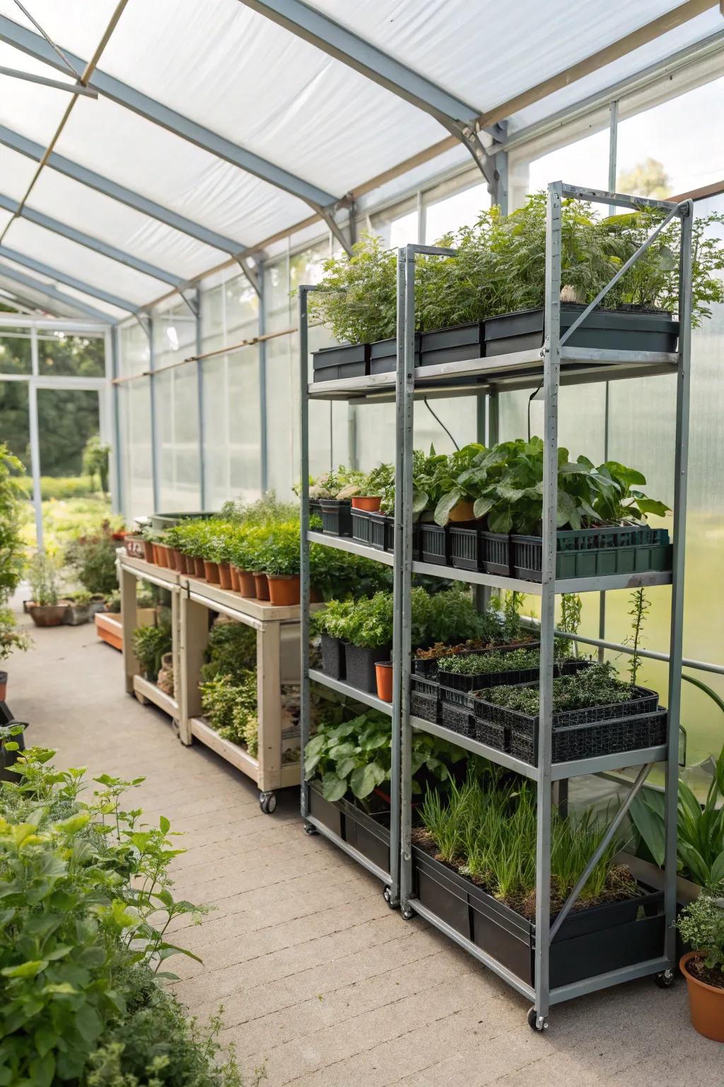 Space-saving foldable shelving units offering versatile use.