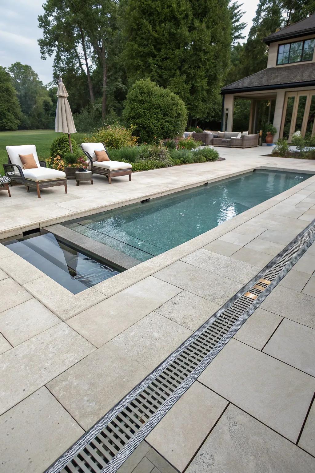 Aligned design elements maintain a seamless and level deck surface.