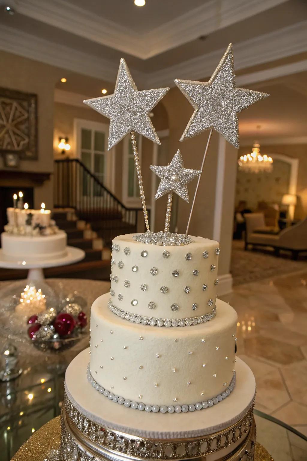 Glamorous finishes inject a glimmer to this Hollywood cake.