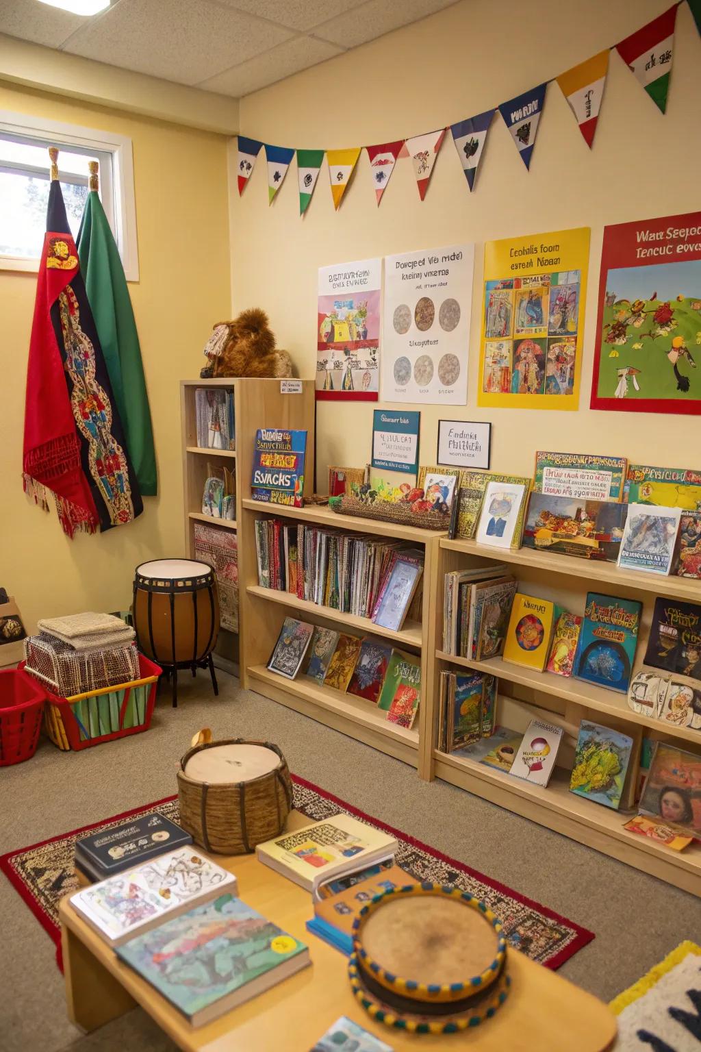 Cultural corners promote inclusivity and learning through diversity.