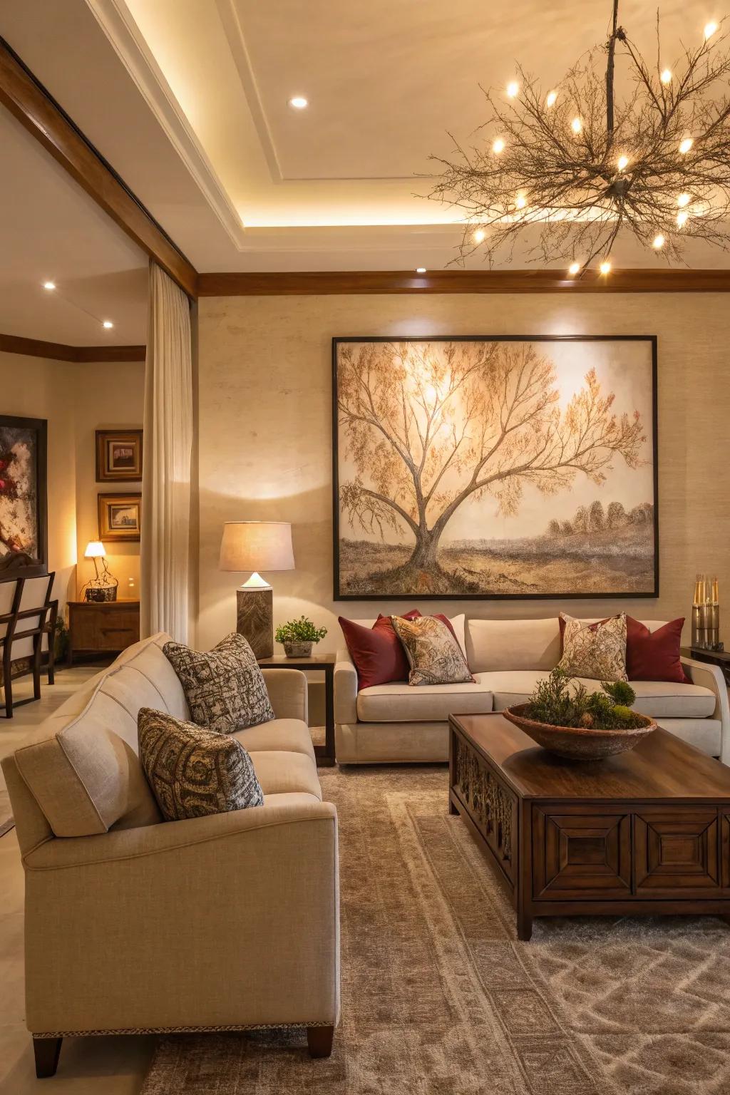 A striking art selection can function as an impactful focal attraction in every room.