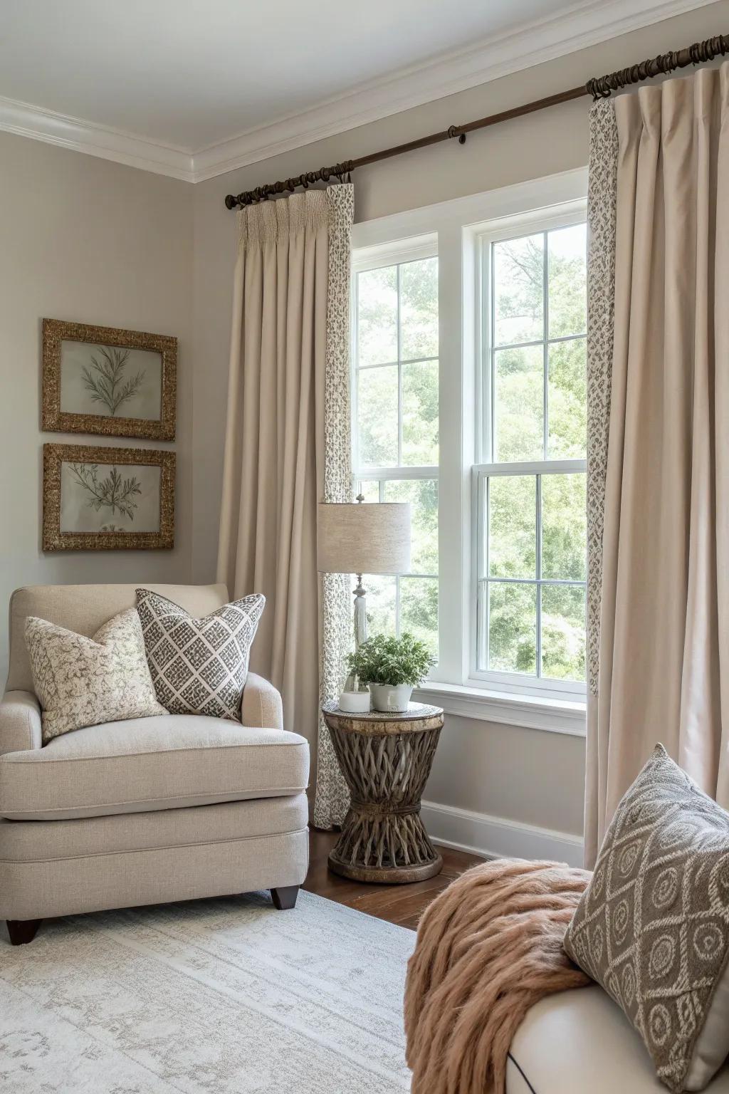 Sandstone trims offer neutral harmony and subtle elegance.