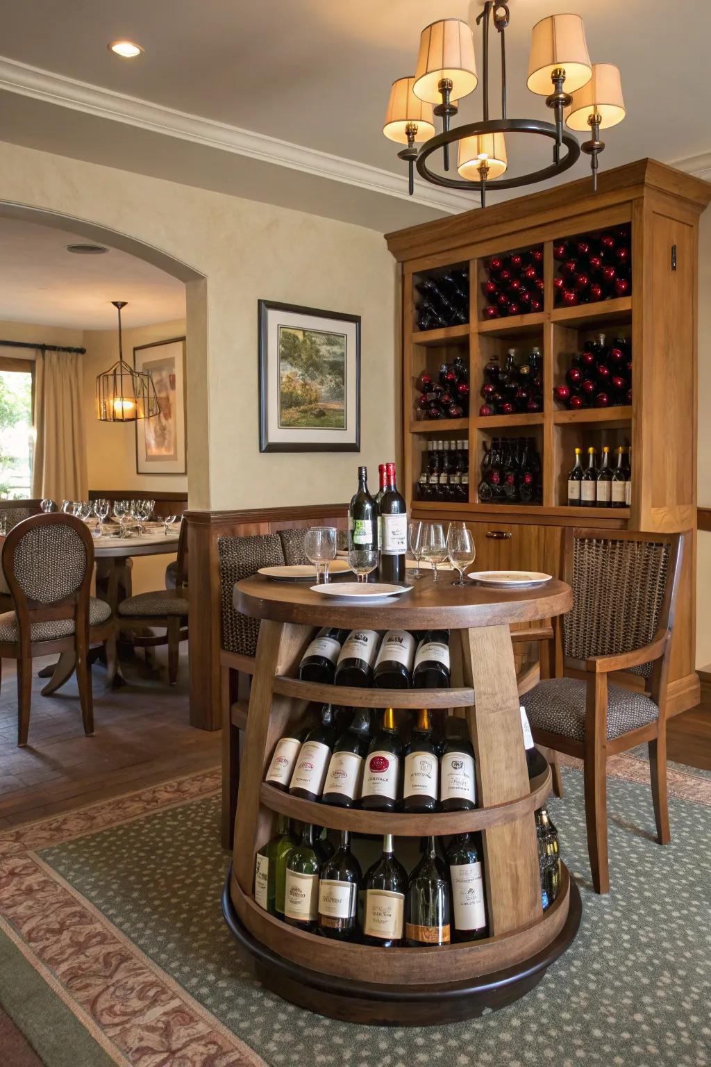 A Lazy Susan is a great way to show off your wine collection in a chic way.