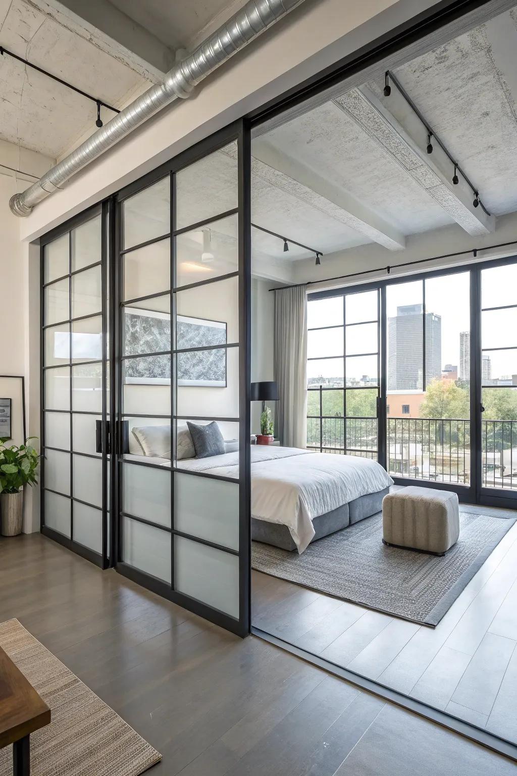 Conserve space through sleek sliding doorways.