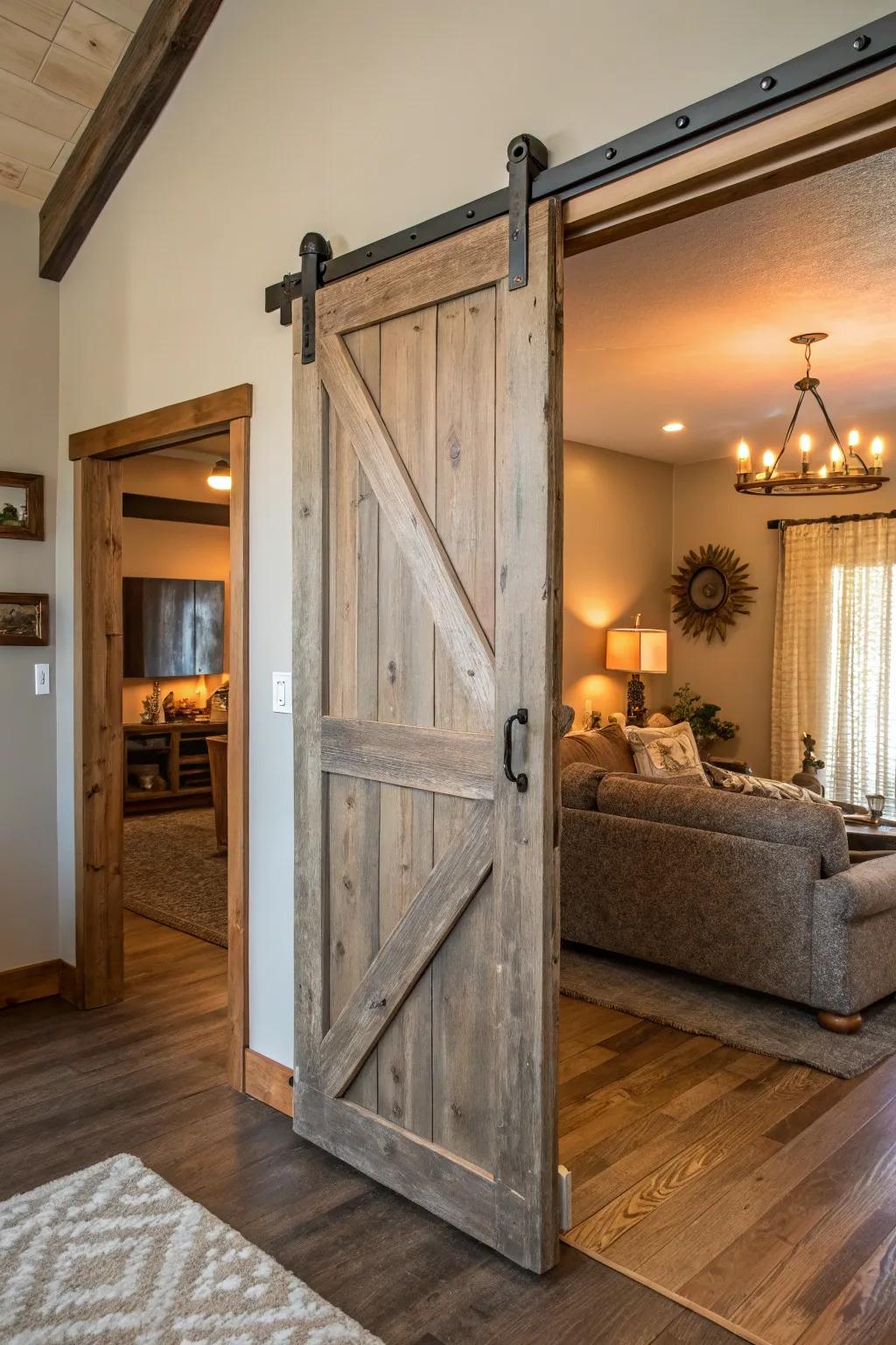 Hayloft doors bring a rustic yet modern touch.