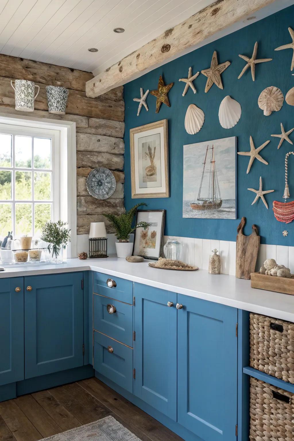 A feature partition fashions a striking central attraction in the kitchen.