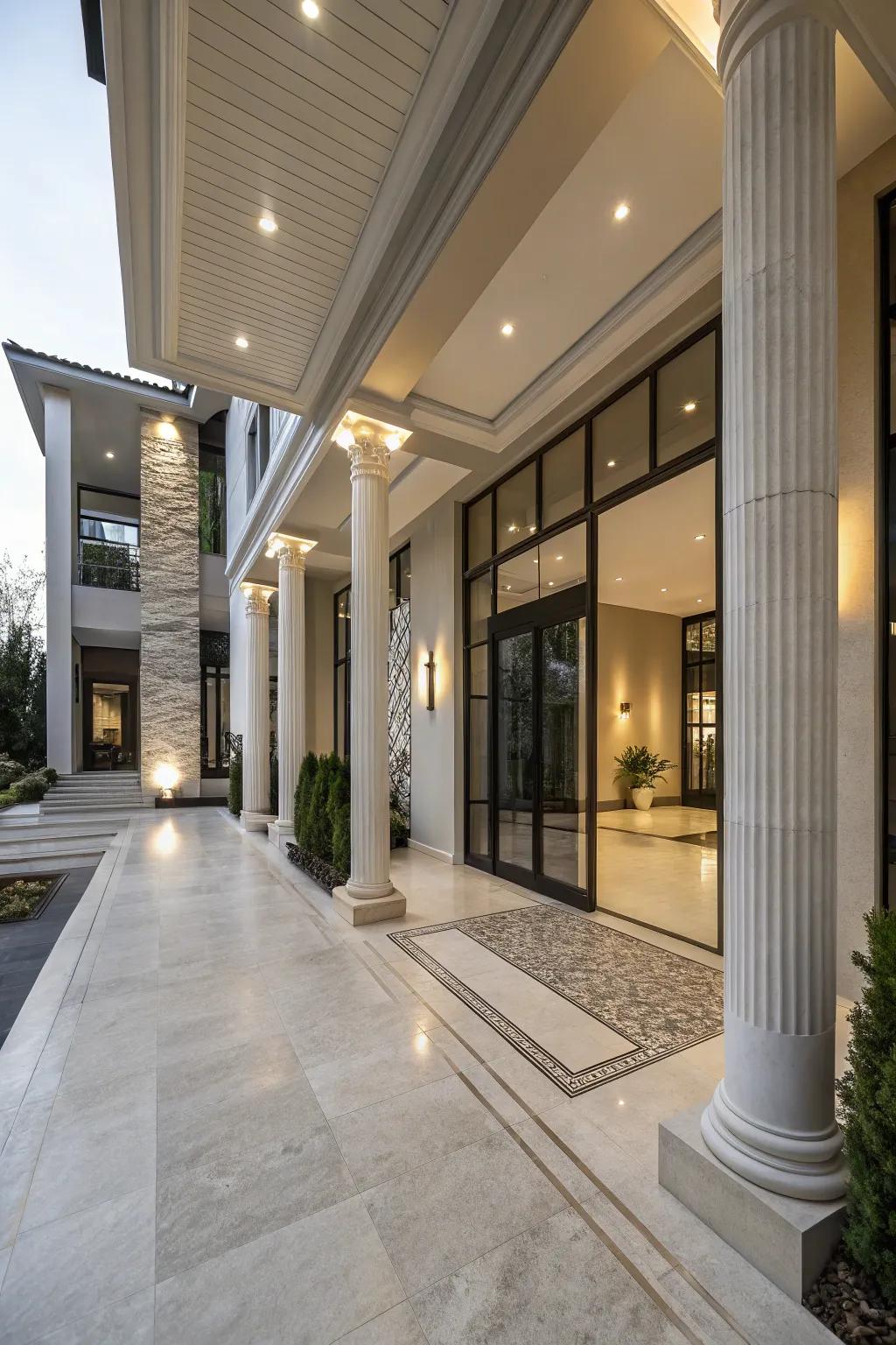 Building columns include a grand and elegant touch.