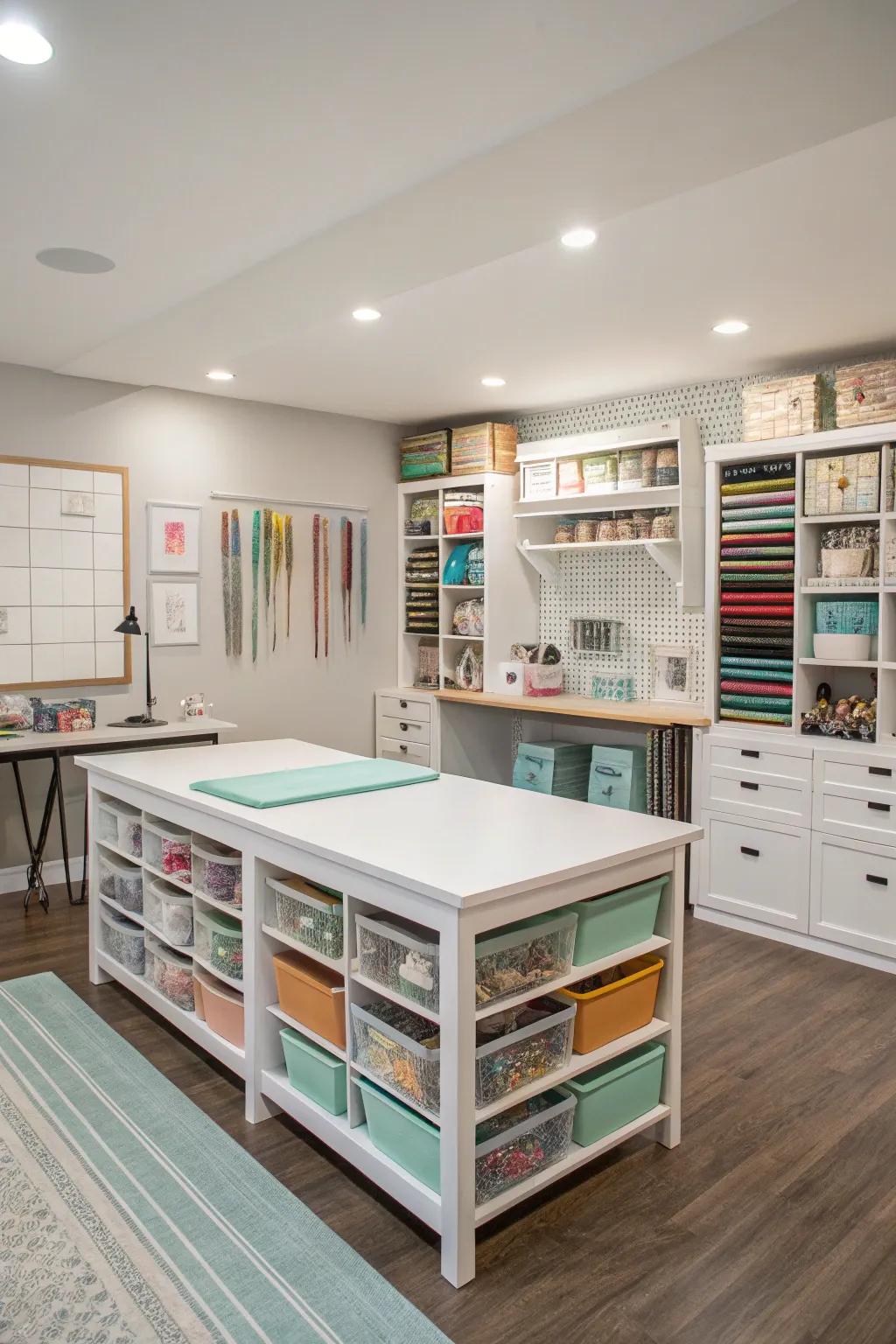 A dedicated craft station in your versatile flex room.