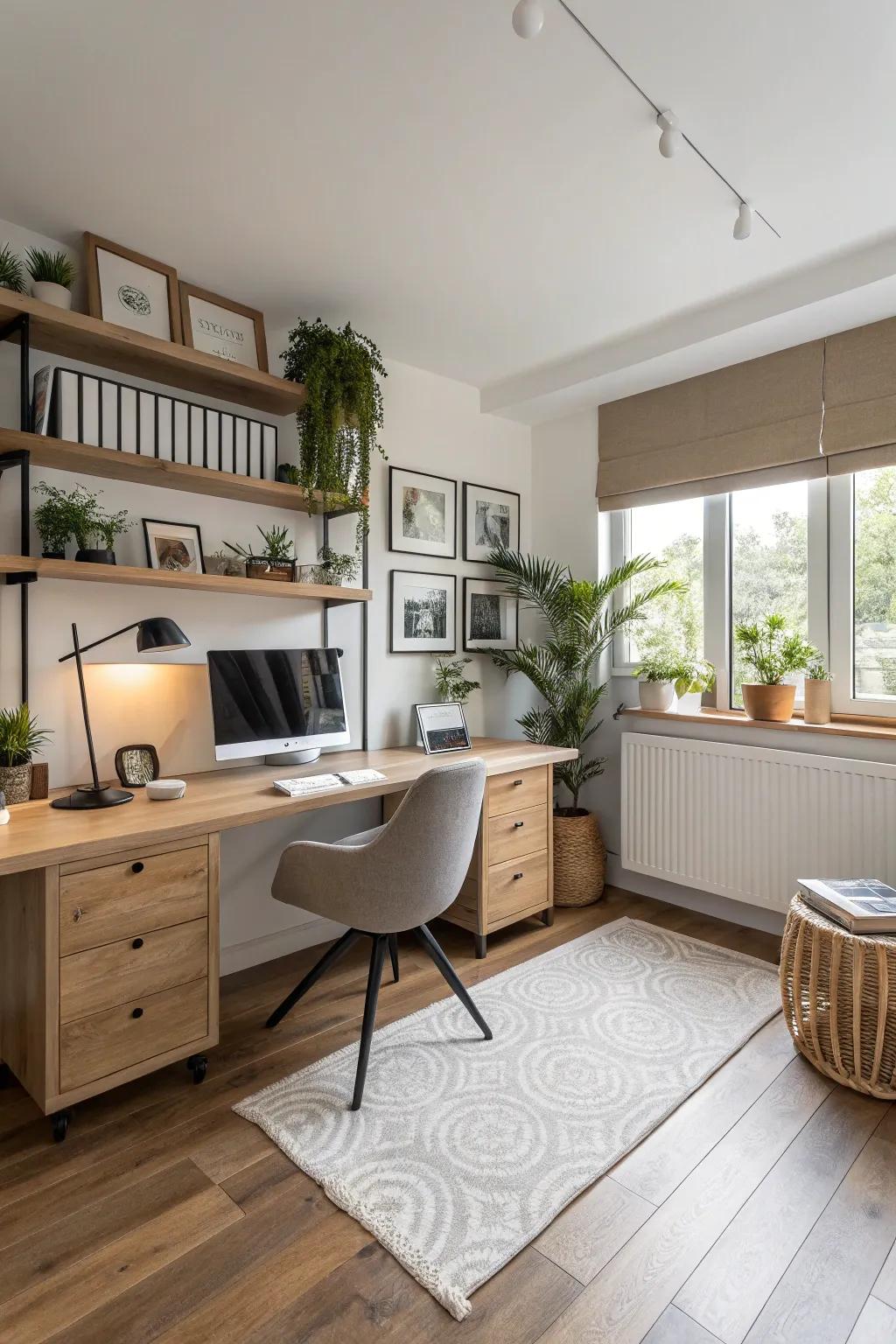 A home office designed with Feng Shui for harmony.