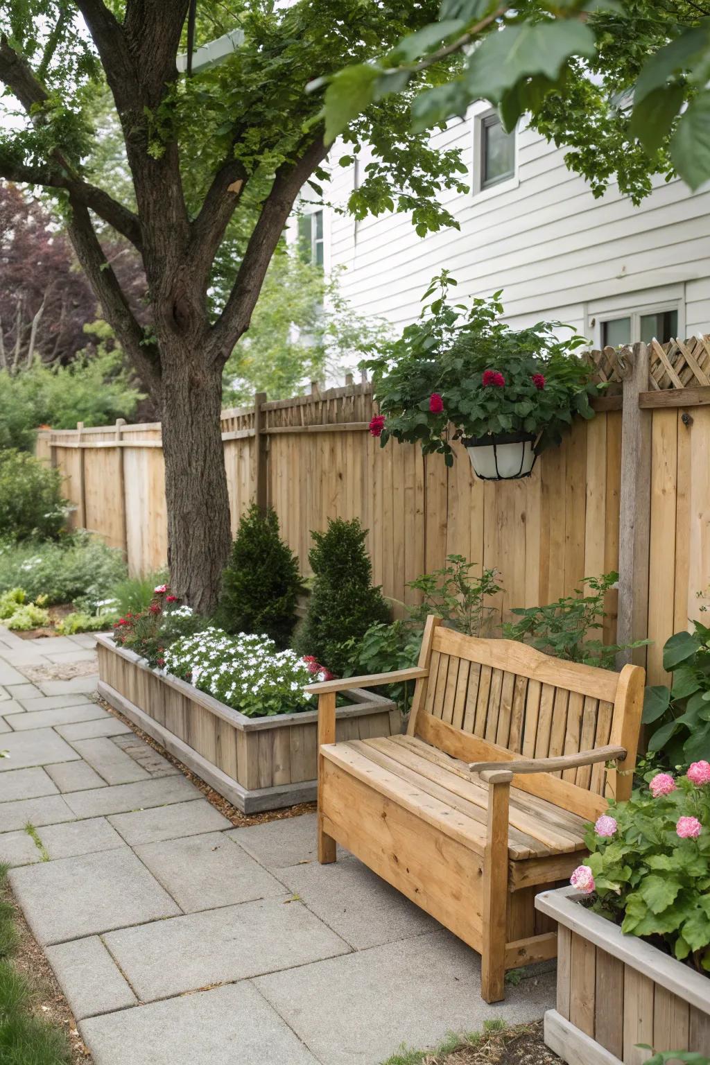 Wood elements contribute warmth and organic allure.