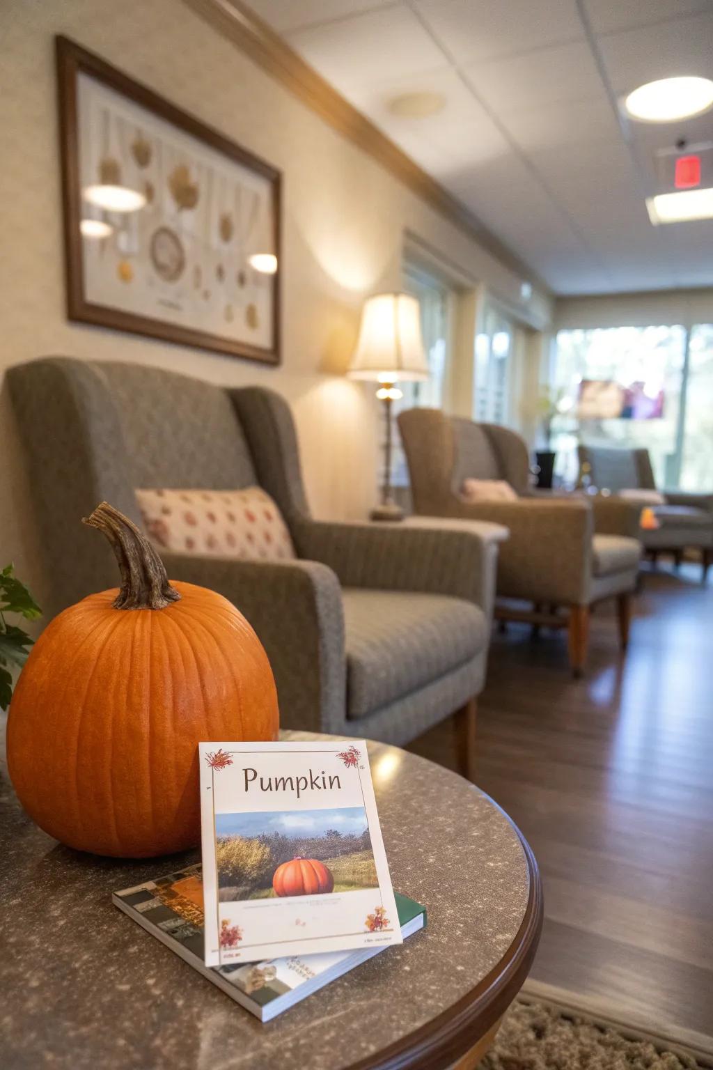 A historical record note imparts storytelling and character to this pumpkin.