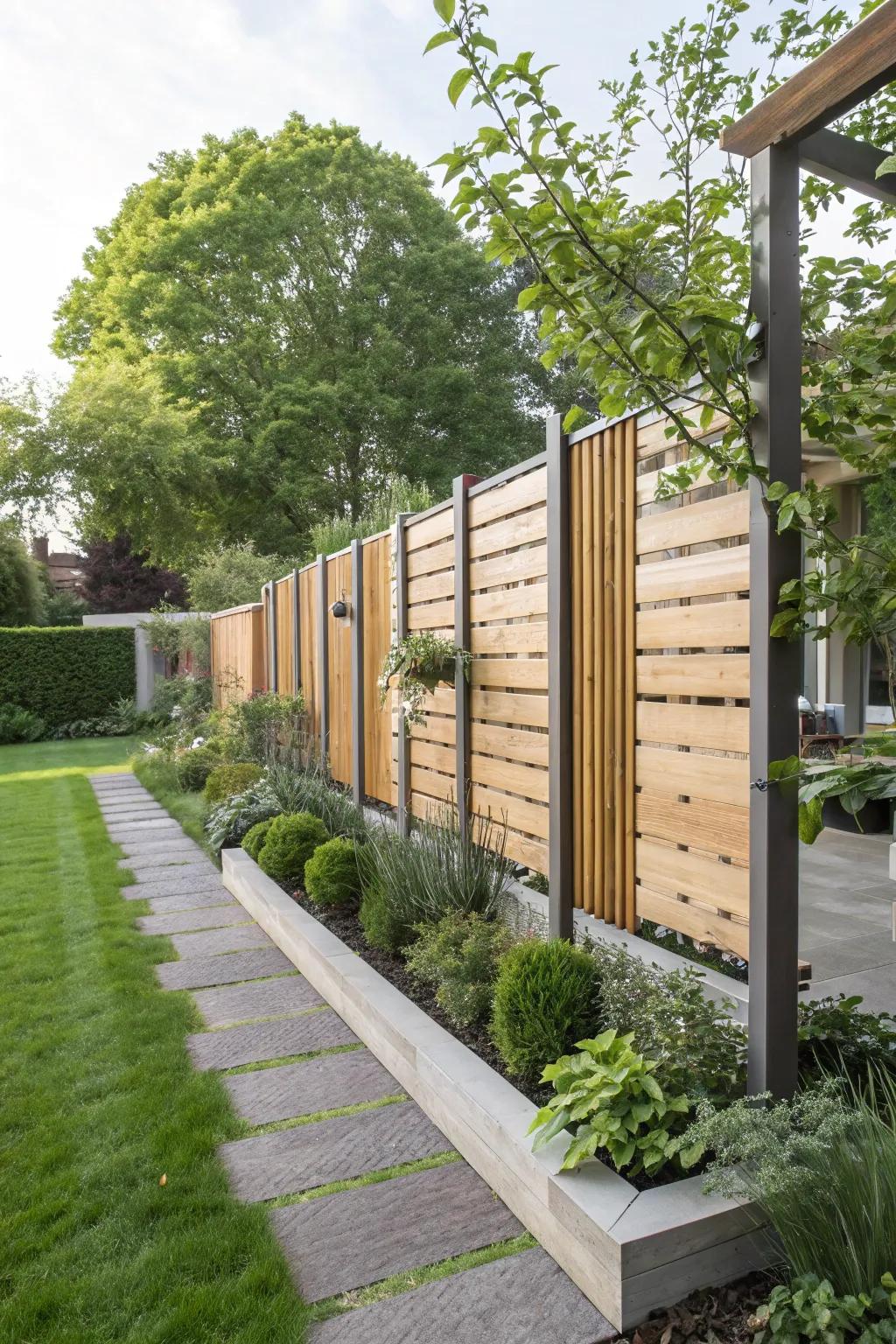 Modernize with levitating fence panels for a unique aesthetic.