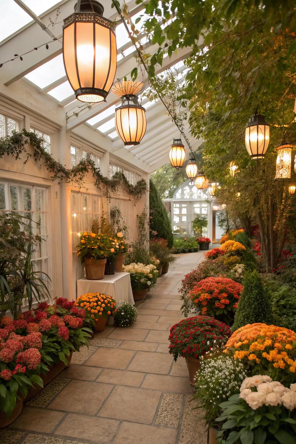 Seasonal ornaments delivering a fresh appearance to a garden location.