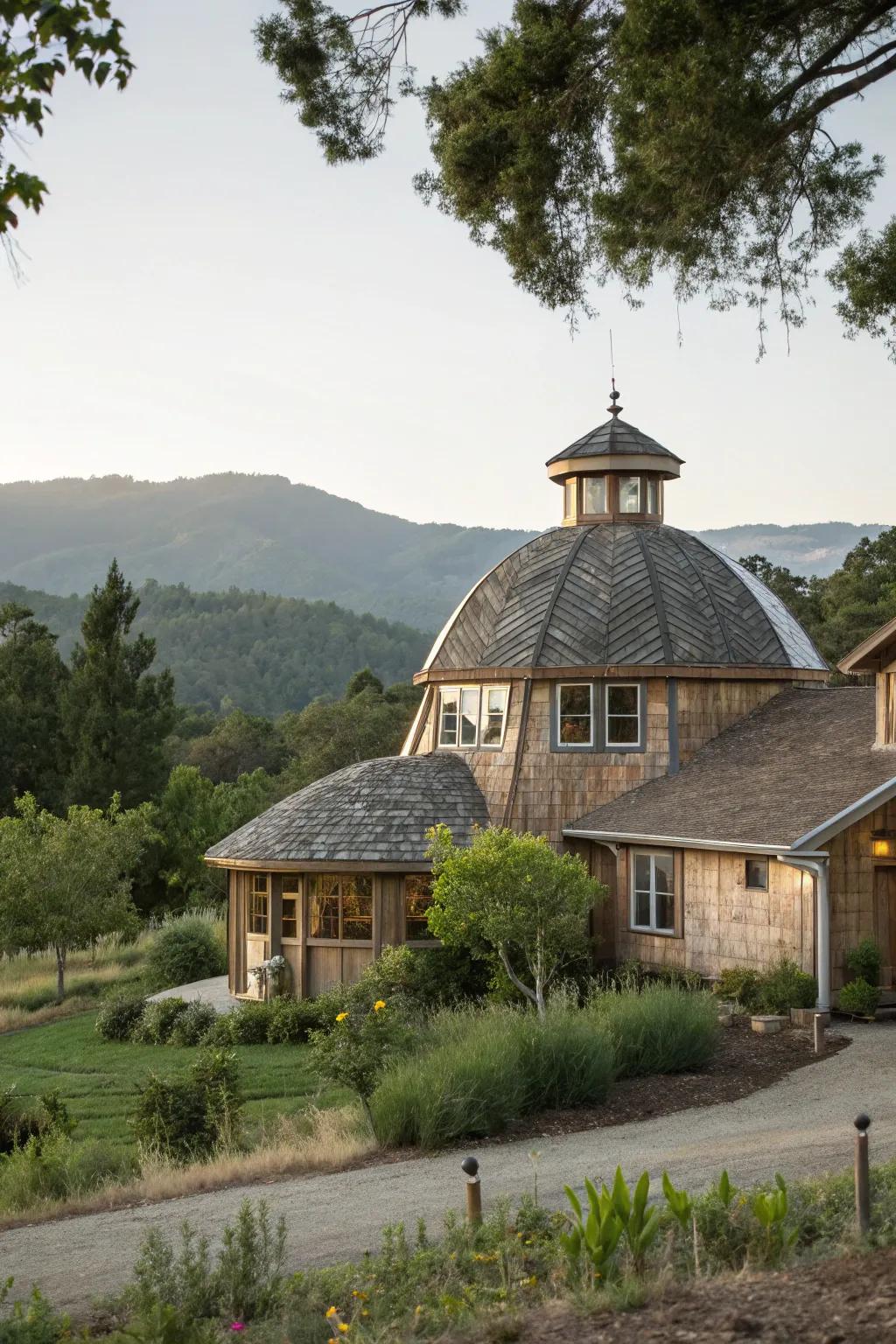 A house featuring an eco-conscious cupola, blending style with sustainability.