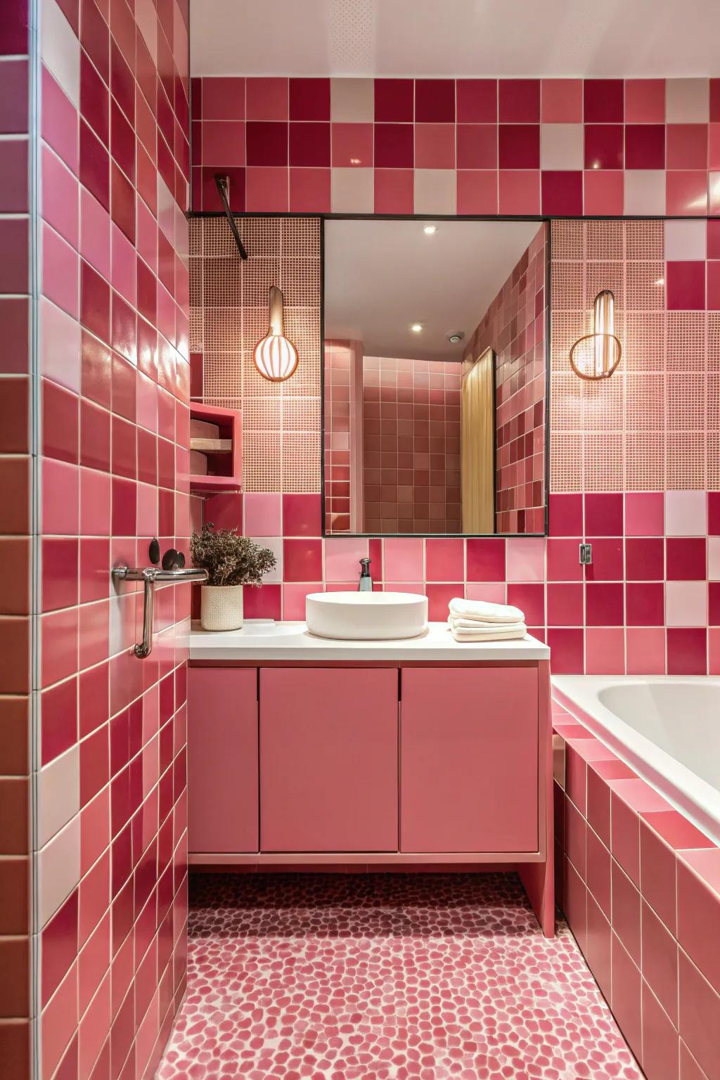 A bathroom that’s all pink.