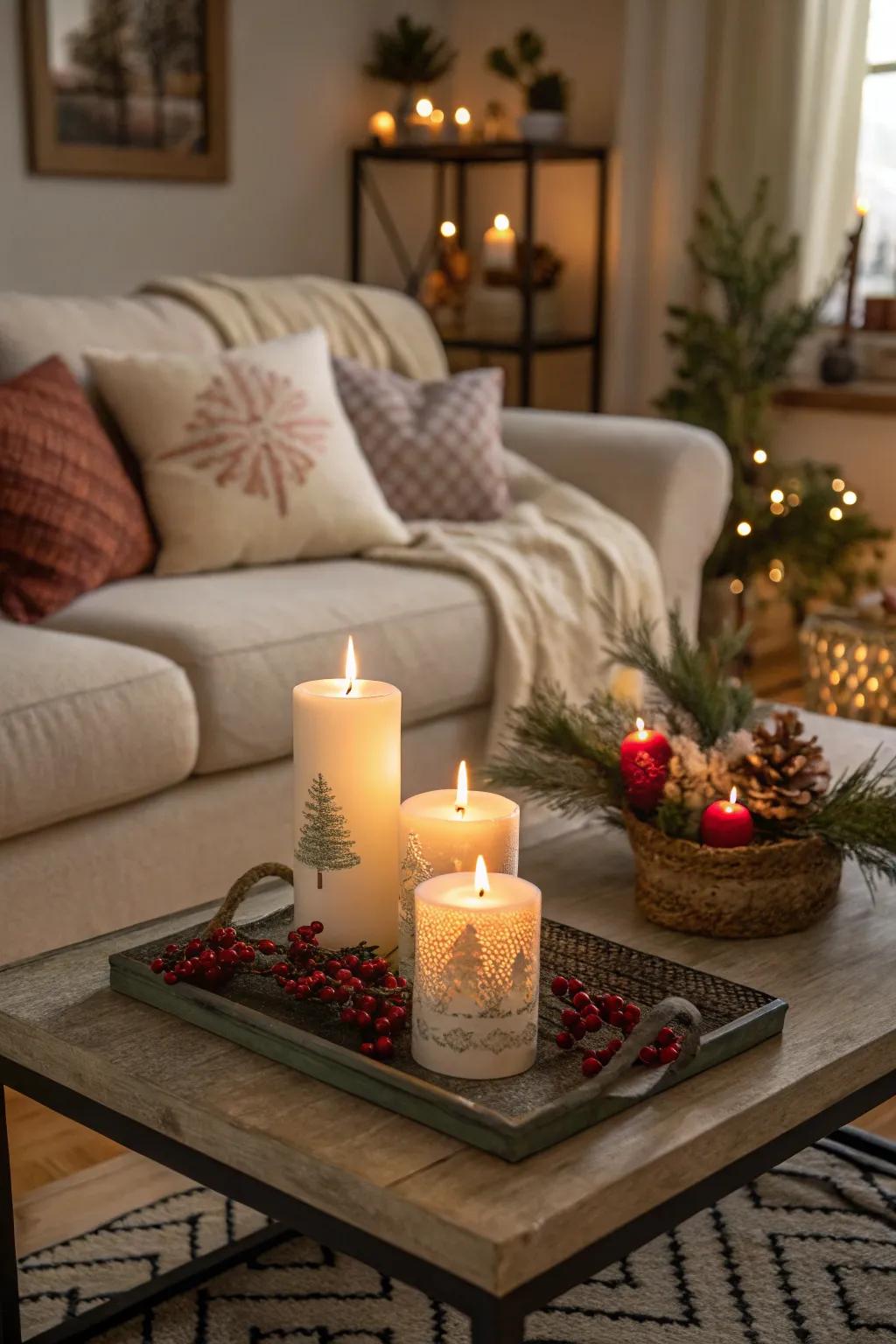 Use holiday candles to fill your home with festive aromas.