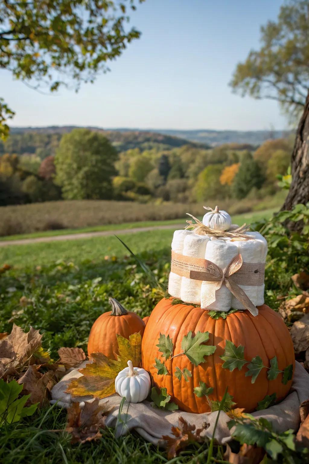 Eco-conscious gourd nappy cakes align with sustainable decisions.