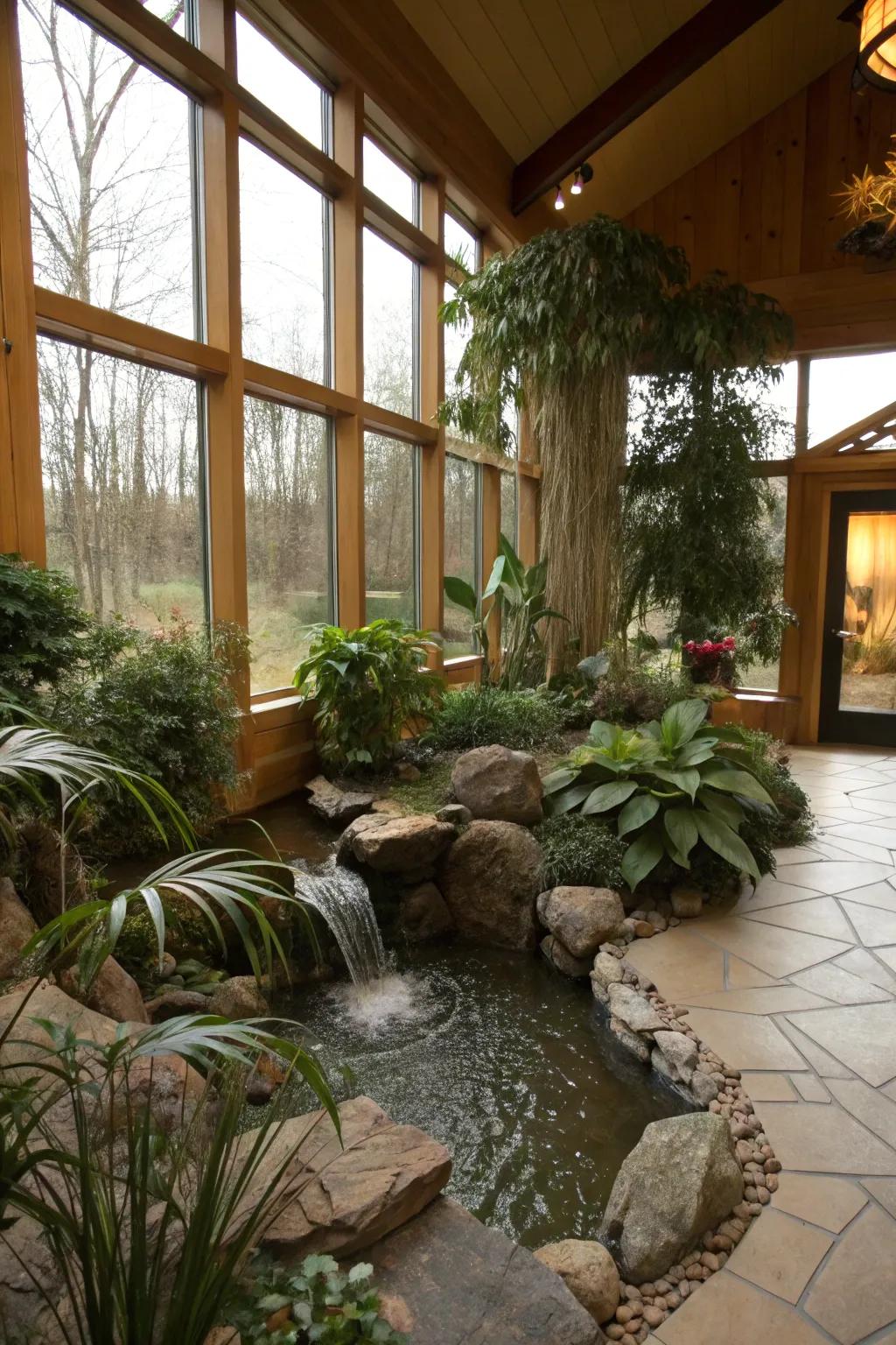 Natural elements create a calming haven in your rec room.