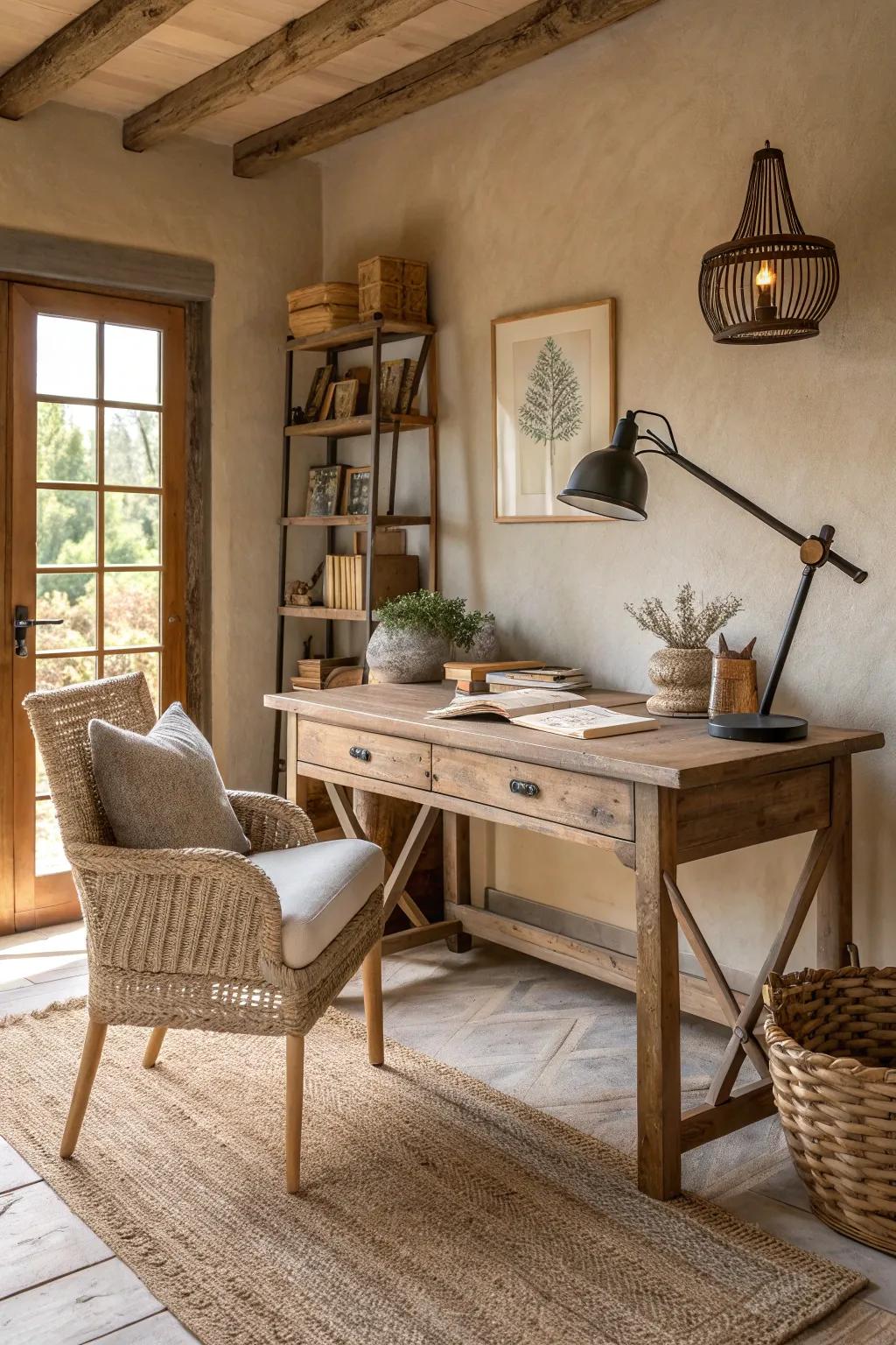 Layered illumination delivers both style and functionality in your rural office.